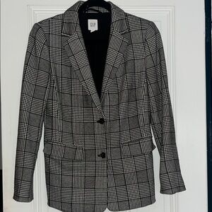 GAP Black and White Glen Plaid Blazer